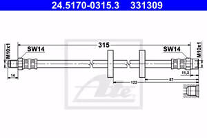 Шланг тормозной передний, AUDI/VW, 1.1-2.5, 73-96