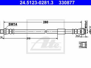 Шланг тормозной передний, MB A (W168), E (W210/S210), 96-04