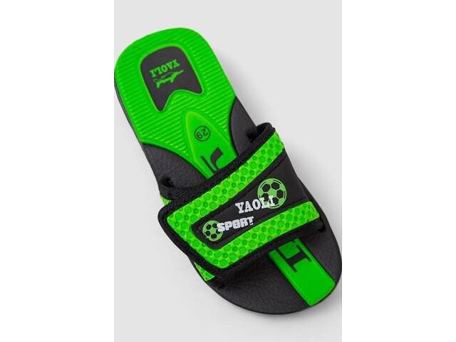 Шлепанцы резиновые для мальчиков, цвет черно-салатовый, 243R9001C-16 - Фото 2