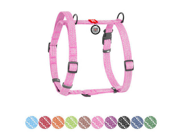 Повідок для собак WAUDOG Н-подібний Re-cotton з QR паспортом, світловідбиваючий S рожевий (25917) - Фото 1