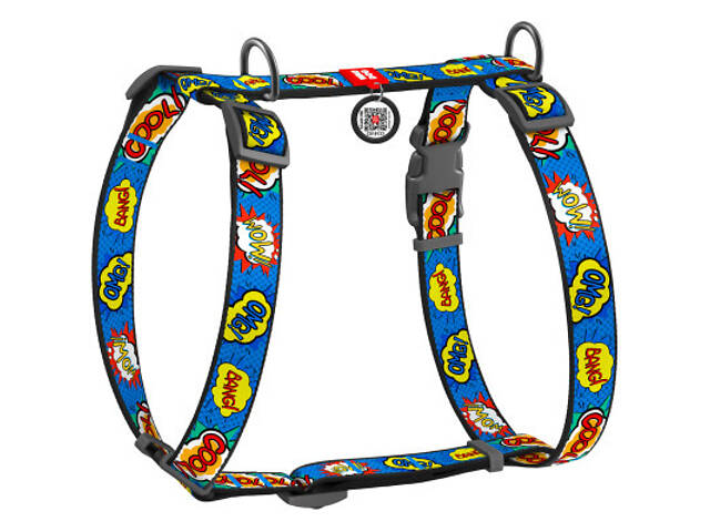 Повідець для собак WAUDOG Nylon з QR паспортом анатомічний H-подібний 'ВАУ' S (5606) - Фото 1