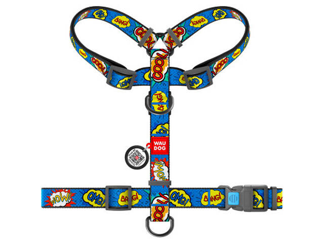 Повідець для собак WAUDOG Nylon з QR паспортом анатомічний H-подібний 'ВАУ' S (5606) - Фото 2