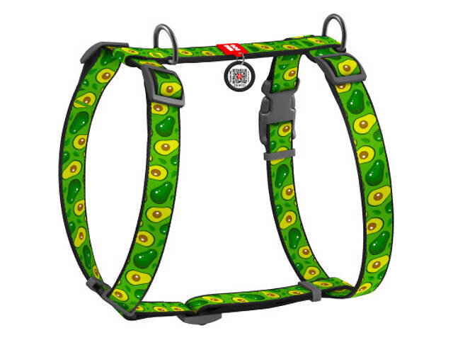 Повідець для собак WAUDOG Nylon з QR паспортом анатомічний H-подібний 'Авокадо' M (5550) - Фото 1