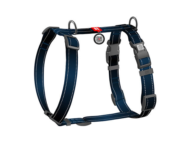 Шлея для собак анатомическая H-образная WAUDOG Nylon Mono с QR-паспортом, светоотражающая, пластиковая фастекс, размер М, Ш 2 - Фото 2