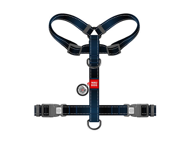 Шлея для собак анатомическая H-образная WAUDOG Nylon Mono с QR-паспортом, светоотражающая, пластиковая фастекс, размер М, Ш 2 - Фото 3