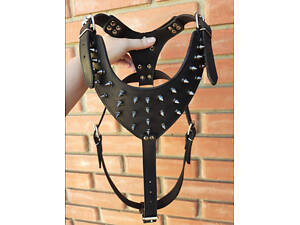 Шлейка воротник с шипами из натуральной кожи 'Lockdog' размеры M L XL L