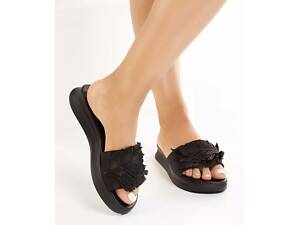 Шлепанцы из натуральной кожи цвет никель/черный перламутр