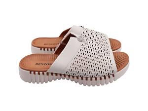 Шлепанцы женские Renzoni молочные натуральная кожа 952-23LSHC 38