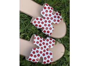 Шлепанцы в горошек из натуральной кожи 40-26 см