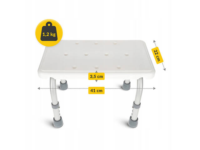 Сходинка-табурет 4FIZJO для ванної та душу, регульована White/Grey (P-5905973403429) - Фото 7