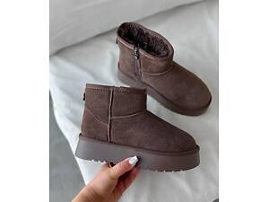 Шоколадные угги с замком, женские угги платформа 36-41р код 3130 40