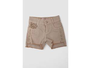Джинсовые шорты для девочек — уценка, цвет темно-бежевый, 247R10036-U-1