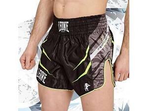 Шорты Muay Thai для тайского бокса и кикбоксинга легкие спортивные для тренировок Leone Performance Fluo Black Размер L