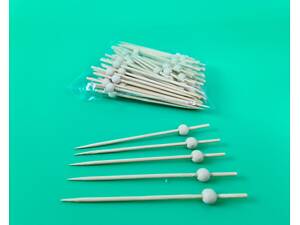 Шпажка для украшения блюд 12см' Бежевые бусинки ' 100 шт (1 пачка)