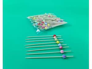 Шпажка для украшения блюд 12см'Миксованые бусинки ' 100 шт (1 пачка)