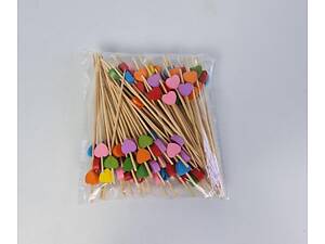 Шпажка для украшения блюд 12см' Сердце микс ' 100 шт (1 пачка)