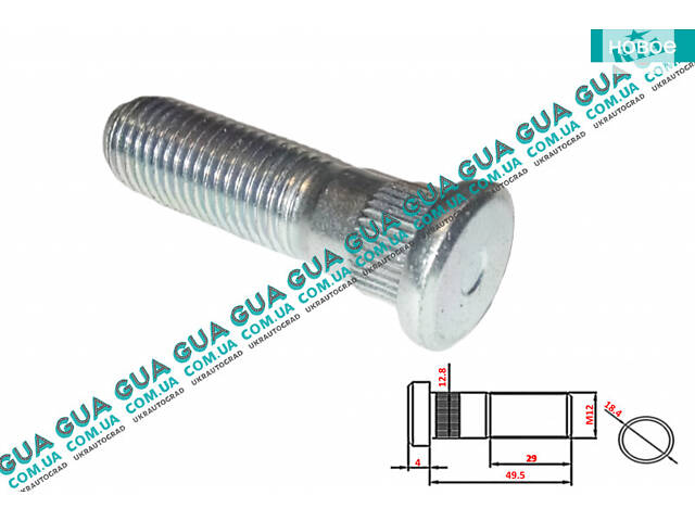 Шпилька крепления колеса M12X1,5 мм ( болт / винт ) 1шт. 5175207000 Hyundai / ХЮНДАЙ LANTRA II 1998-2000, Hyundai / ХЮН