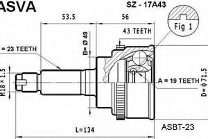 ШРУС НАРУЖНЫЙ 19X49X23 (SUZUKI SWIFT SF413SF416 1993-2003) ASVA SZ17A43 на SUZUKI SWIFT Mk II Наклонная задняя часть (EA