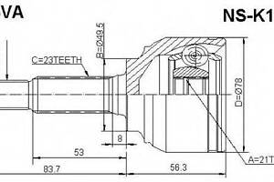 ШРУС НАРУЖНЫЙ 21x49.5x23 (NISSAN MICRA MARCH K12 2002-) ASVA NSK12E на NISSAN MARCH III (K12)