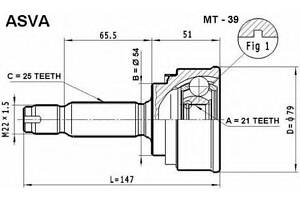 ШРУС НАРУЖНЫЙ 21X54X25 (MITSUBISHI LANCERMIRAGE CK 1995-2000) ASVA MT39 на MITSUBISHI COLT Mk V (CJ_, CP_)