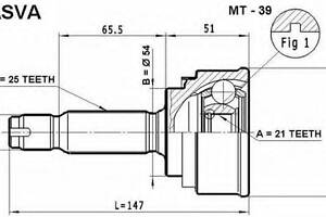 ШРУС ЗОВНІШНИЙ 21X54X25 (MITSUBISHI LANCERMIRAGE CK 1995-2000) ASVA MT39 на MITSUBISHI COLT Mk V (CJ_, CP_)