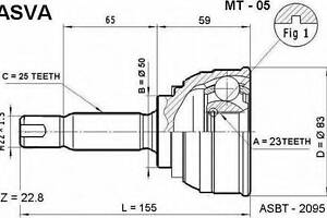 ШРУС ЗОВНІШНИЙ 23x50x25 (HYUNDAI ELANTRALANTRA 1990-1995) ASVA MT05 на MITSUBISHI COLT (A15_A)