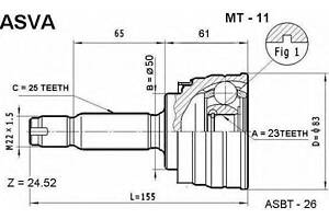 ШРУС НАРУЖНЫЙ 23x50x25 (MITSUBISHI CHARIOTSPACE WAGON GRANDIS D03WD05W 1989-1991) ASVA MT11 на MITSUBISHI COLT (A15_A)