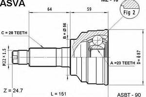 ШРУС ЗОВНІШНИЙ 23X56X28 (626 CAPELLA MX-3 TELSTAR) ASVA MZ18 на MAZDA MX-6 (GE)