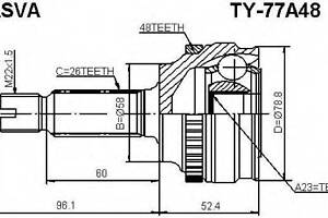 ШРУС НАРУЖНЫЙ 23X58X26 (TOYOTA PRIUS NHW20 2003-) ASVA TY77A48 на TOYOTA PRIUS Наклонная задняя часть (NHW20_)