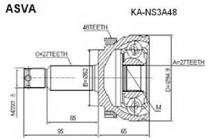 ШРУС НАРУЖНЫЙ 23x62x27 (HYUNDAI TUCSON 2004-) ASVA KANS3A48 на HYUNDAI TUCSON (JM)