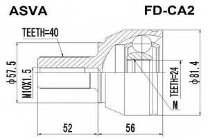 ШРУС НАРУЖНЫЙ 24x57.5x40 (FORD MONDEO CA2 2007-2014) ASVA FDCA2 на FORD MONDEO IV седан (BA7)