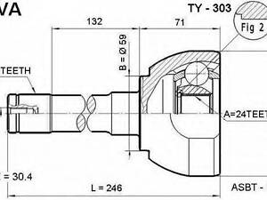 ШРУС НАРУЖНЫЙ 24x59x30 (TOYOTA LAND CRUISER 100 HDJ101UZJ100 1998-2007) ASVA TY303 на TOYOTA LAND CRUISER (_J6_)