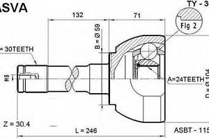 ШРУС НАРУЖНЫЙ 24x59x30 (TOYOTA LAND CRUISER 80 FZJ80HDJ81HZJ80 1990-2001) ASVA TY30 на TOYOTA LAND CRUISER (_J8_)