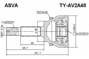 ШРУС НАРУЖНЫЙ 25X58X26 (TOYOTA AVENSIS AZT250CDT250 2003-) ASVA TYAV2A48 на TOYOTA AVENSIS Combi (T25)