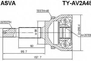 ШРУС ЗОВНІШНИЙ 25X58X26 (TOYOTA AVENSIS AZT250CDT250 2003-) ASVA TYAV2A48 на TOYOTA AVENSIS Combi (T25)