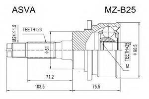 ШРУС НАРУЖНЫЙ 25x61x26 (MAZDA BT-50 2006-) ASVA MZB25 на MAZDA PROCEED / DRIFTER (UN)