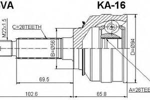 ШРУС НАРУЖНЫЙ 26x56x28 (KIA CARNIVALSEDONA 1998-) ASVA KA16 на KIA SEDONA I (UP)