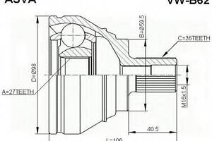 ШРУС НАРУЖНЫЙ 27X59,5X36 (PASSAT B6 2005-) ASVA VWB62 на VW PASSAT Variant (3C5)