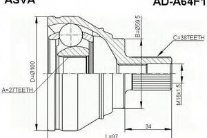 ШРУС НАРУЖНЫЙ 27X59,5X38 (A6 4F 2004-) ASVA ADA64F1 на VW PHAETON седан (3D_)