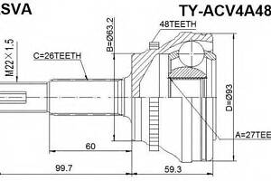 ШРУС НАРУЖНЫЙ 27x63.3x26 (TOYOTA CAMRY ACV40GSV40 2006-) ASVA TYACV4A48 на TOYOTA CAMRY седан (_XV4_)