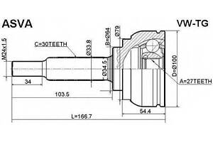 ШРУС НАРУЖНЫЙ 27X64X30 (TOUAREG 7L0 2002-) ASVA VWTG на VW TOUAREG (7LA, 7L6, 7L7)