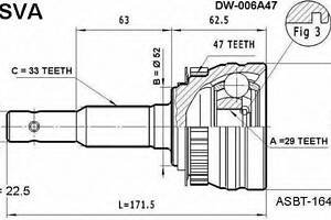 ШРУС НАРУЖНЫЙ 29X52X33 (ESPERO) ASVA DW006A47 на DAEWOO ESPERO седан (KLEJ)