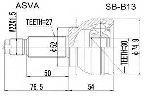 ШРУС ЗОВНІШНИЙ 30x52x27 (SUBARU LEGACY B13 2003-) ASVA SBB13 на SUBARU OUTBACK універсал (BL, BP)