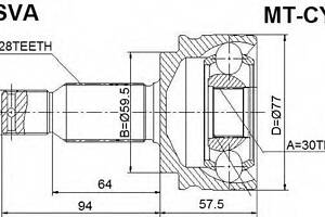 ШРУС НАРУЖНЫЙ 30x59,5x28 (MITSUBISHI LANCER CY2A 2007-) ASVA MTCY2 на MITSUBISHI LANCER EX седан (CY/Z_A)