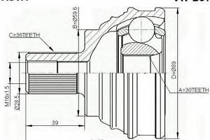 ШРУС ЗОВНІШНИЙ 30x59,6x36 ASVA VWB61 на AUDI A3 Sportback (8PA)