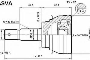 ШРУС НАРУЖНЫЙ 30X70X30 (TOYOTA LAND CRUISER PRADO 120 2002-) ASVA TY67 на TOYOTA LAND CRUISER PRADO (LJ12_, KDJ12_, KZJ1