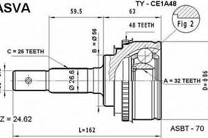 ШРУС НАРУЖНЫЙ 32X56X26 (TOYOTA CARINA E(UKP) AT190ST190 1992-1997) ASVA TYCE1A48 на TOYOTA CARINA E седан (_T19_)