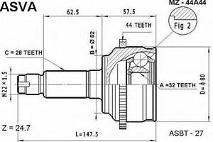 ШРУС НАРУЖНЫЙ 32x62x28 (MAZDA 6 GG 2002-) ASVA MZ44A44 на MAZDA ATENZA Наклонная задняя часть (GG)