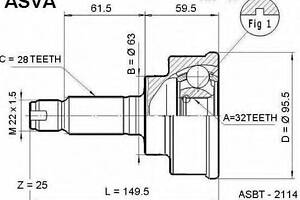 ШРУС ЗОВНІШНИЙ 32x63x28 (HONDA CR-V RD4RD5RD6RD7RD9 2001-2006) ASVA HN57 HONDA CR-V Mk II (RD_)