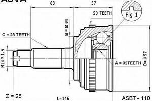 ШРУС ЗОВНІШНИЙ 32X64X28 (HONDA ACCORD CF3CF4CF5CL1CL3 1998-2002) ASVA HN29A50 на HONDA ODYSSEY (RA)